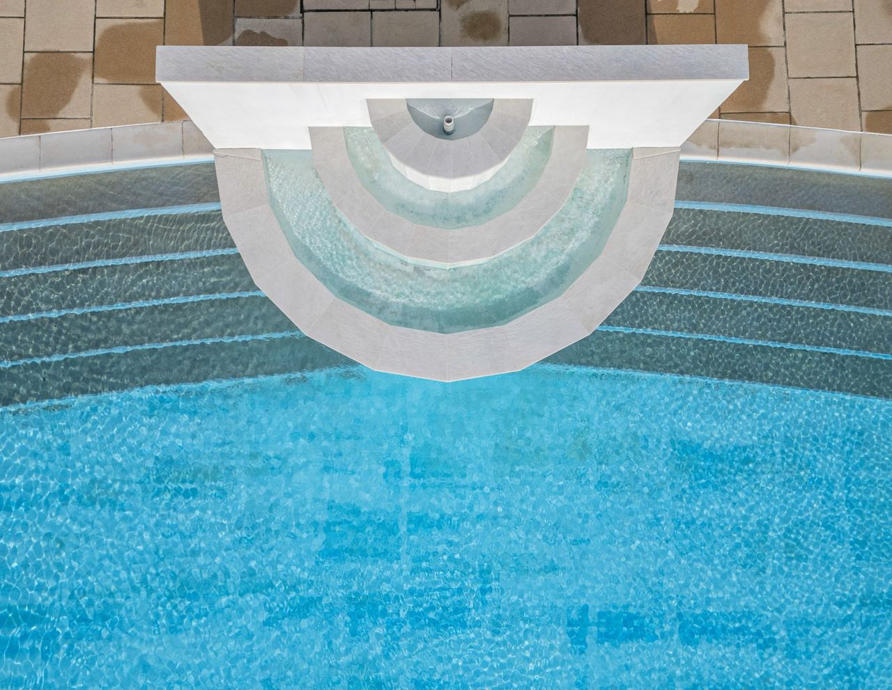 The Art Deco fountain steps at the head of the Saltdean Lido pool